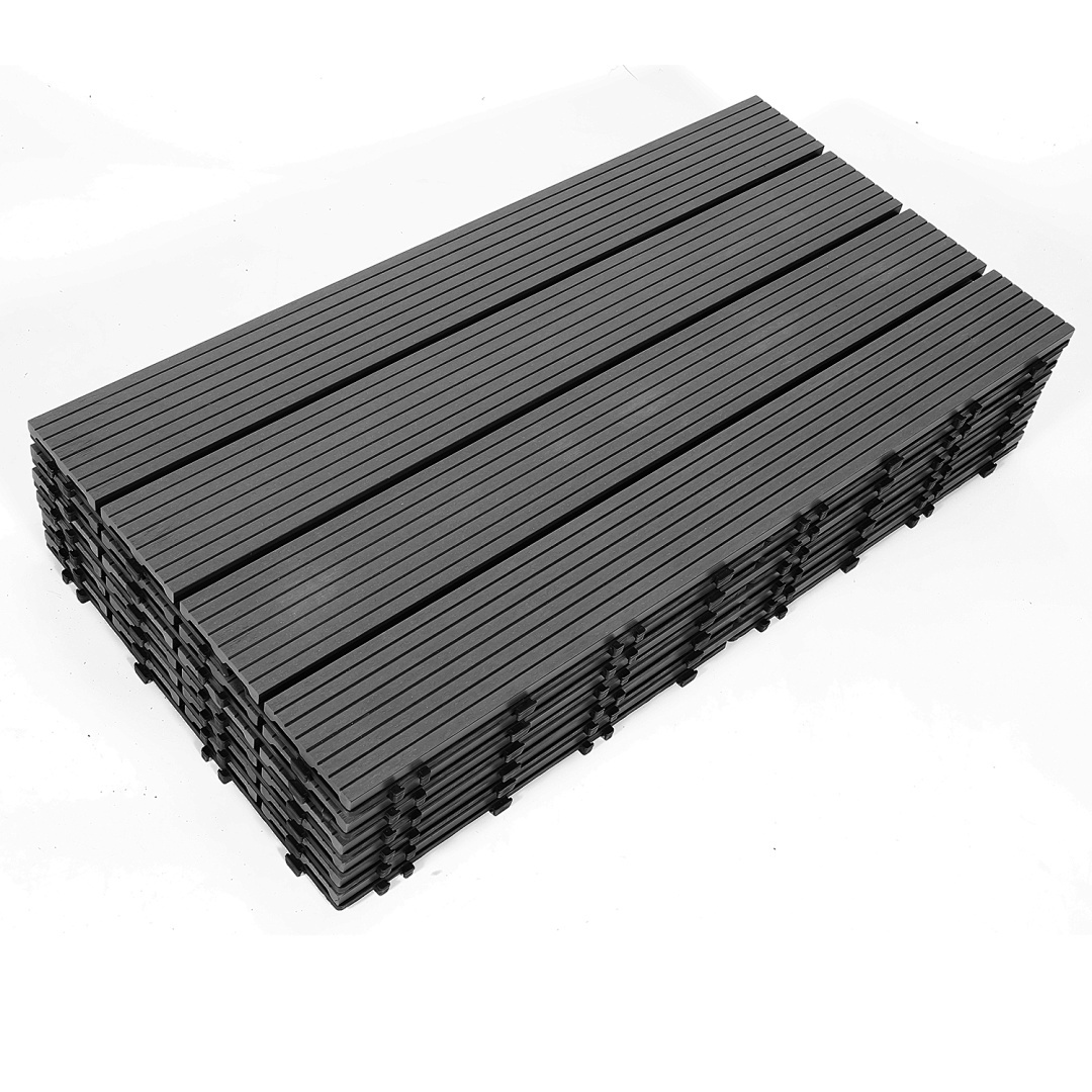 E-shop 1m² WPC wasserdichte, ineinandergreifende Terrassenfliesen, geeignet für Balkon, Garten & Poolbereich – Bodenbelag in Holzoptik mit Stecksystem,