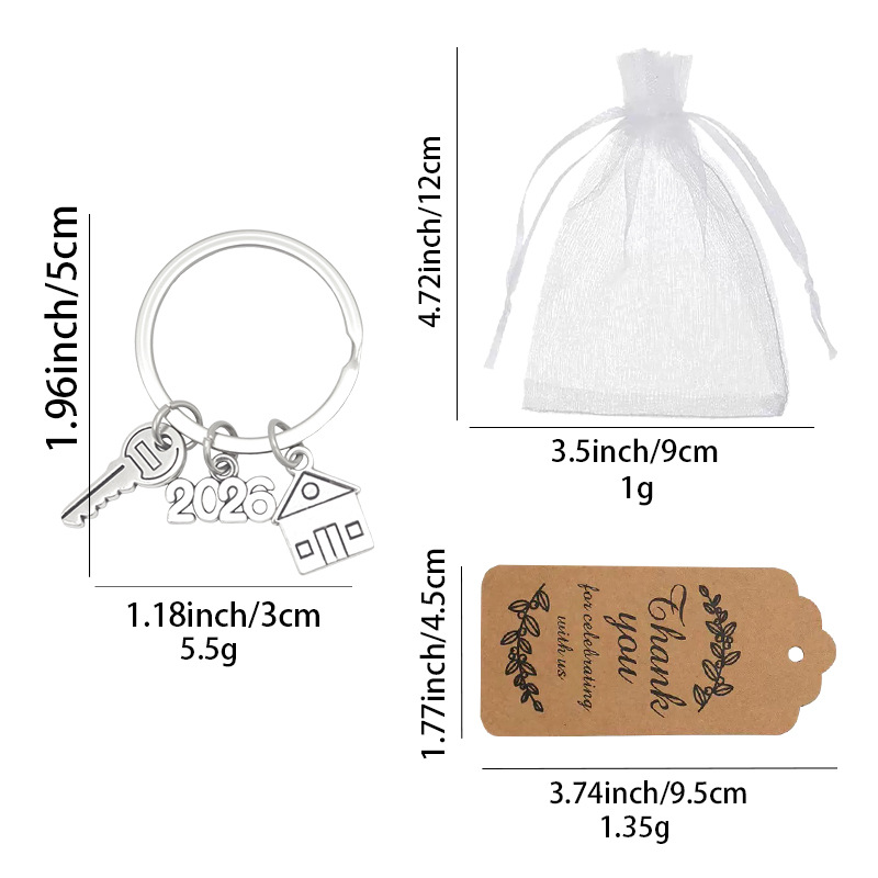 TEMU 3pcs Set 2026 New Year House Key Pattern Keychain Pendant For Gift Keychain Pendant Fashion Ins