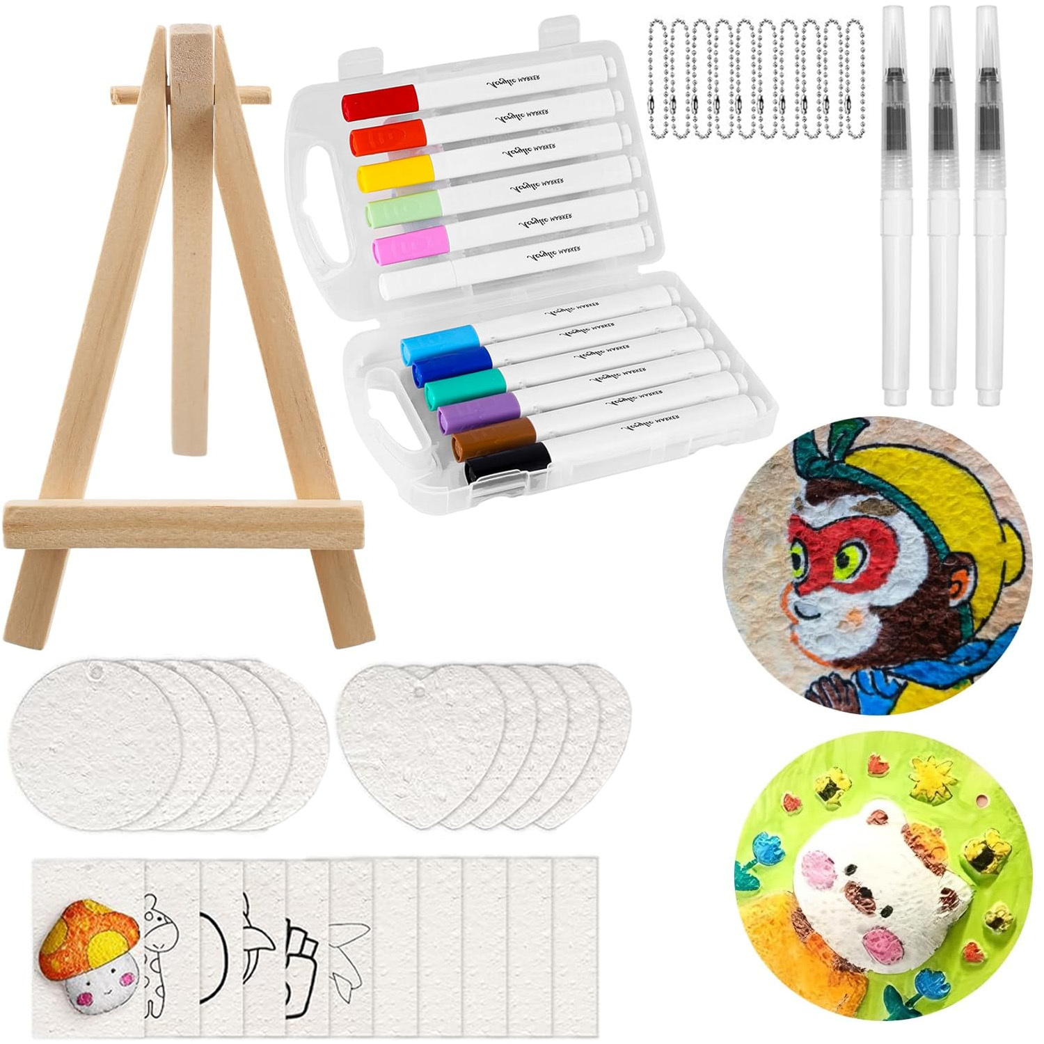 Image of Texture Painting Set With 21 Sheets Of Paper & 12 Colored Pens, Ideal Gift For , 2d Flat, Perfect For Room Decor