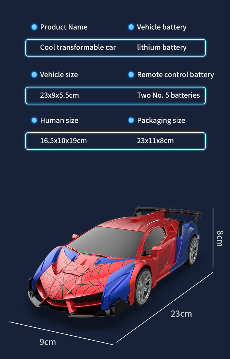 Transformer RC Car, One Key Transform 360° Rotation, 2.4Ghz RC Car 1:18 Ratio Transforming Robot, 2pcs Rechargeable Batteries, One Key Transform 360° Car Toys, For 3-12 Years Old Boys, Birthday Gift