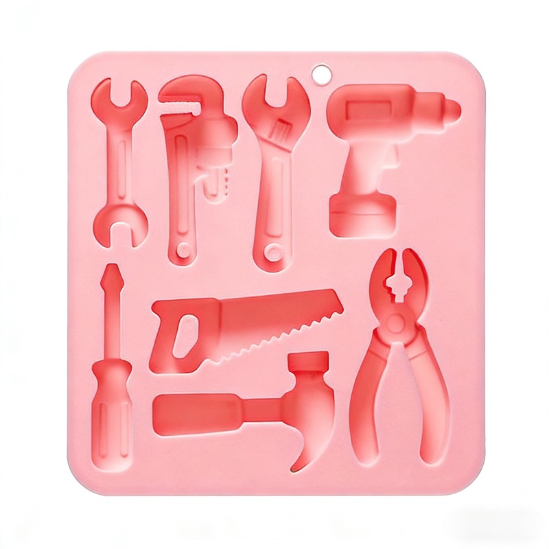 TEMU Moule en de style industriel à 8 cavités, 1 pièce, avec divers d'outils de quincaillerie que marteaux, clés et pinces. Convient pour le moulage