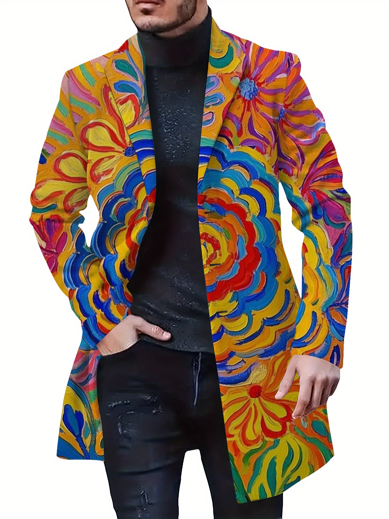 casaco masculino de estampa floral jaqueta oversize Temu Brazil