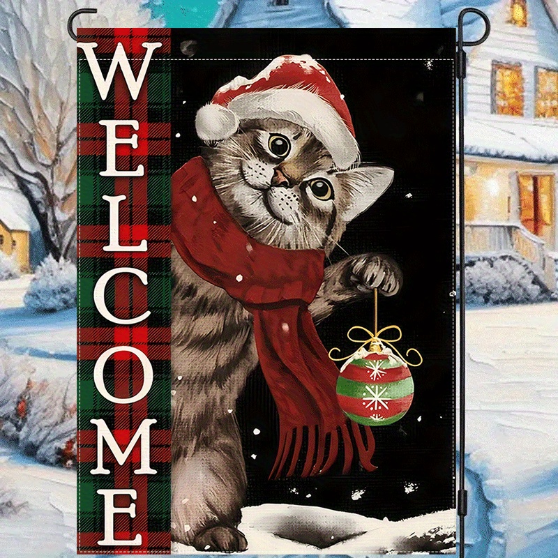 

Christmas Cat , Double- Polyester Burlap, Multipurpose Decoration, , , No Required, 1pc - 12x18