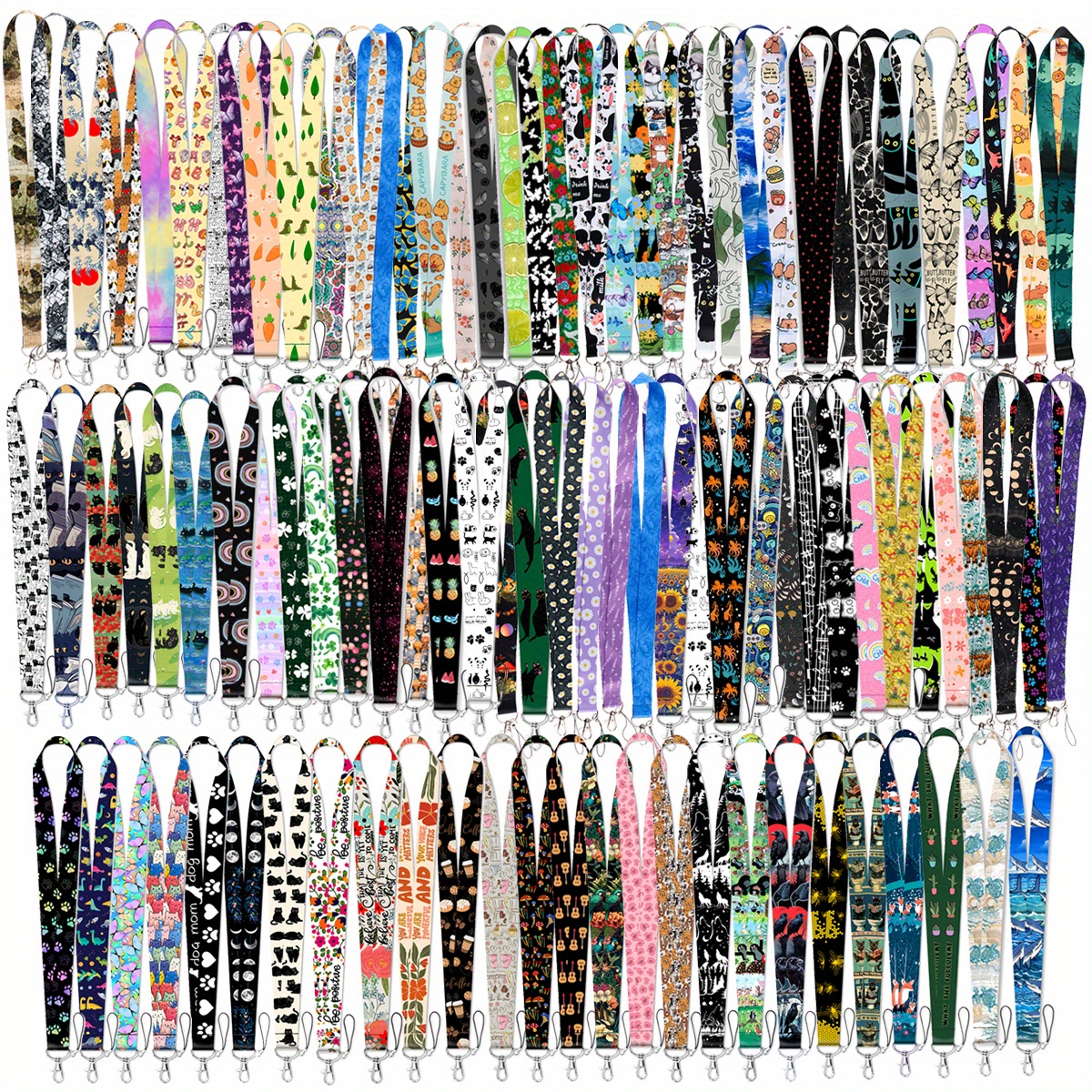 20 30 50 100pcs   cute animal lanyard keychains bulk pack colorful   bear rabbit cow charm id with key rings events parties adults bulk discount