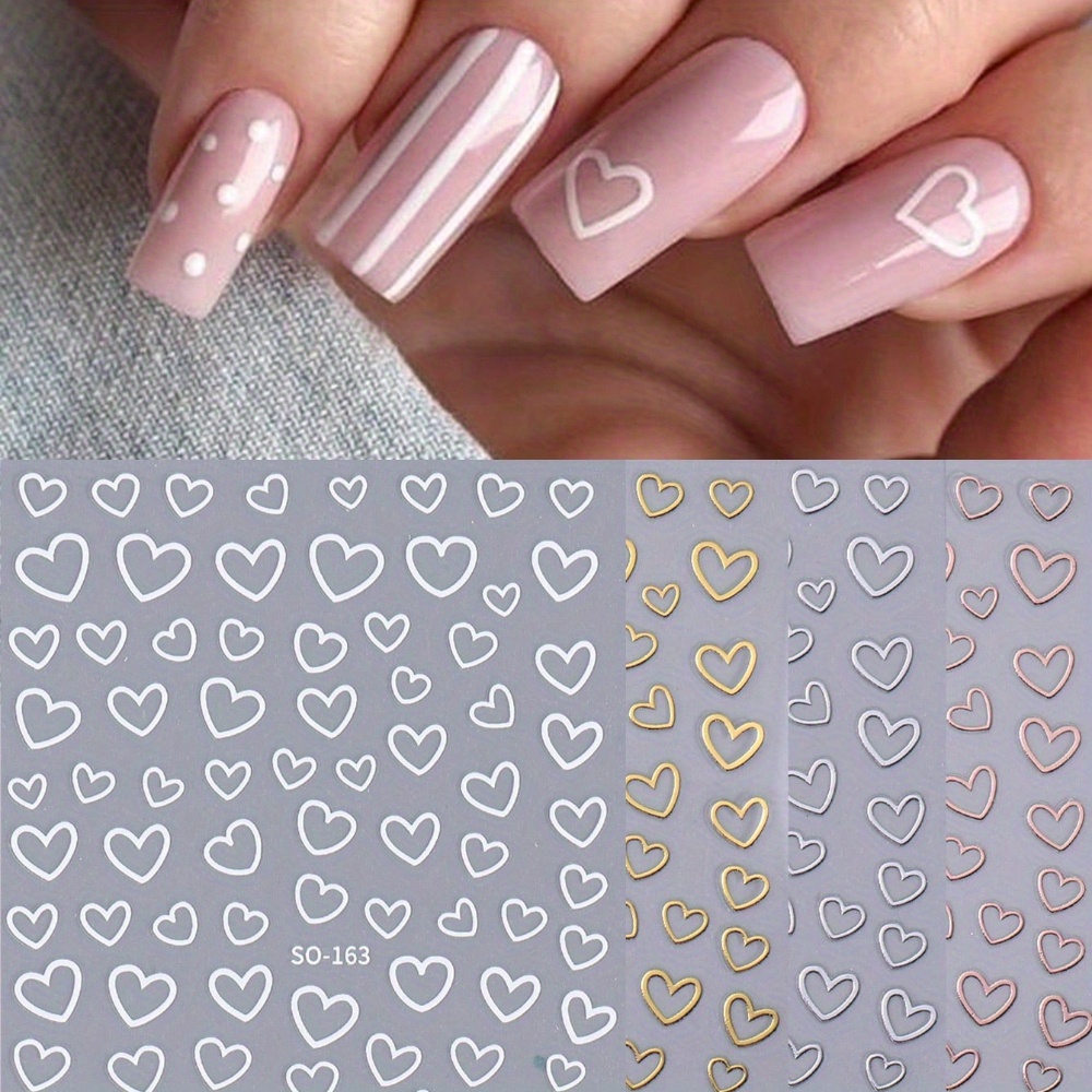 

4sheets Nail Art Stickers Gold Silvery Rose Gold Hollow 3d Nail Decals Manicure Self-adhesive Decoration For Diy Nail