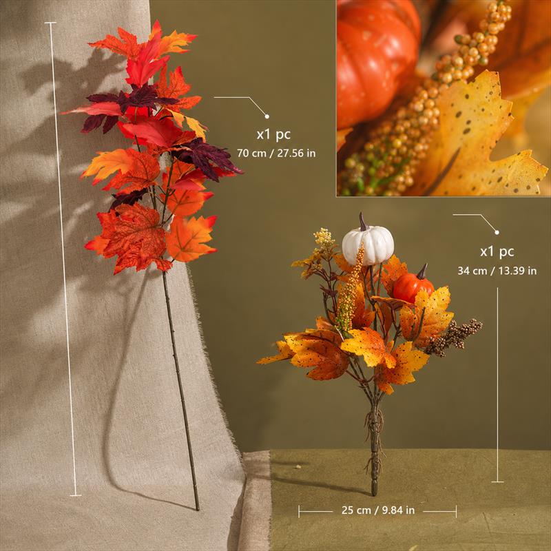 Image of Realistic Artificial Flower Bouquet With Flexible Plastic Stems - Maintenance-free Reusable Suitable For Home Vase Centerpieces, Table Decor For Halloween, Thanksgiving, , For Dia De Los Muertos, Day