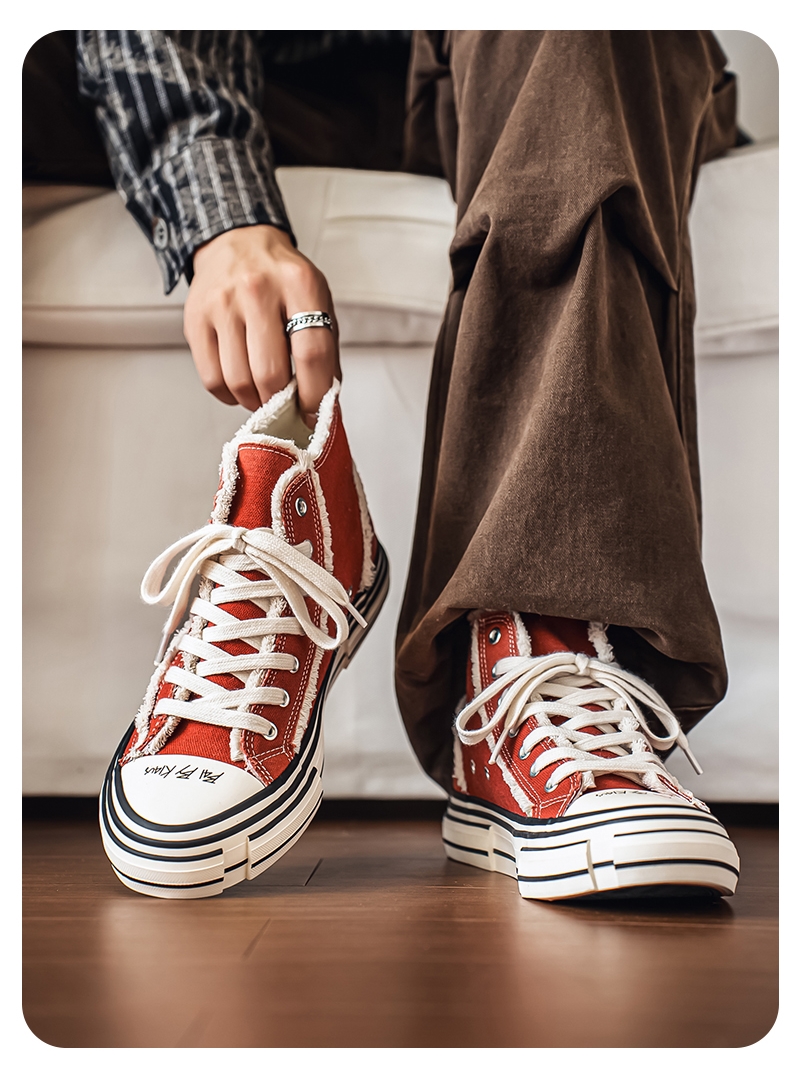Men'S New Versatile Classic High-Top Trendy Youth Canvas Shoes for Outdoor Casual Wear.