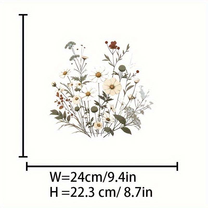 TEMU 1pc Of Bright Floral Heat Transfer Sticker| Diy Polyester Material, Suitable For T-shirts And Backpacks| Washable And Easy To Apply| ,