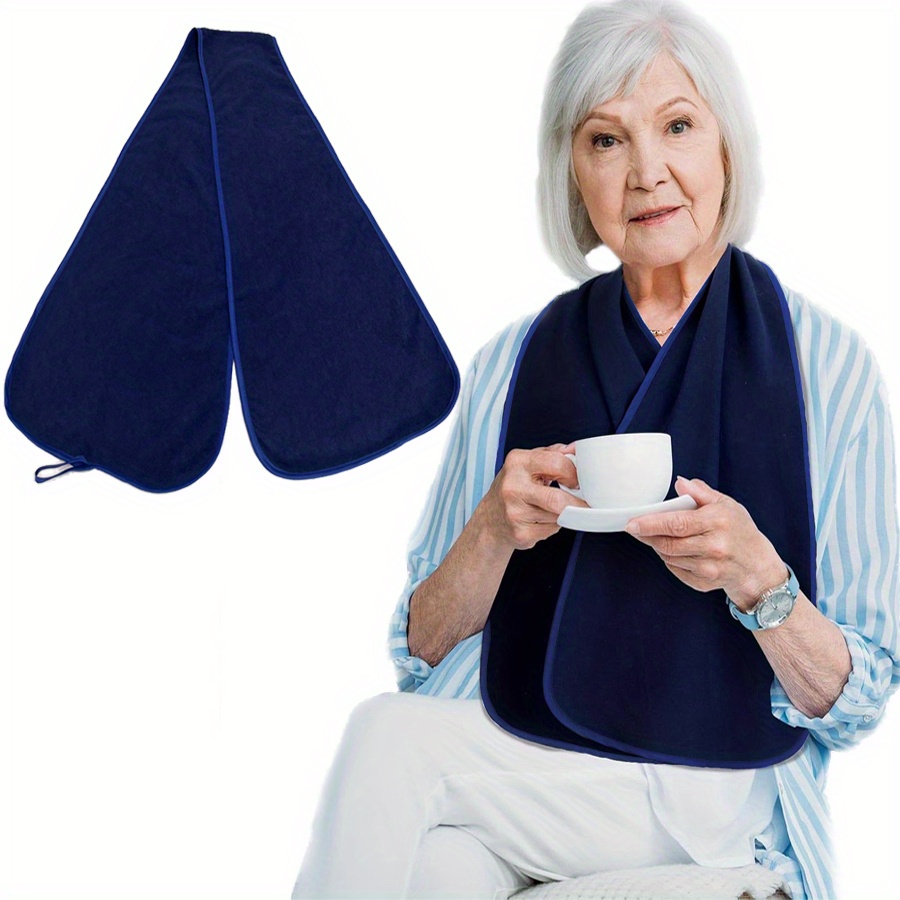Image of 1pc Reusable & Machine-washable Adult Bib Scarf - Dining Protection For Seniors & Disabled, Crumb Catcher For Restaurants & Casual Attire