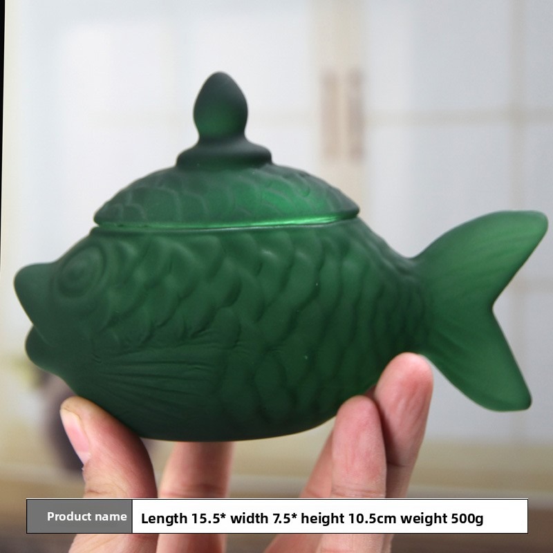 Small Fish Glass Storage Jar For Candies, A Container For Small Items Like Dried Fruits, Snacks, And Coffee Beans, Serves As A Decorative Piece