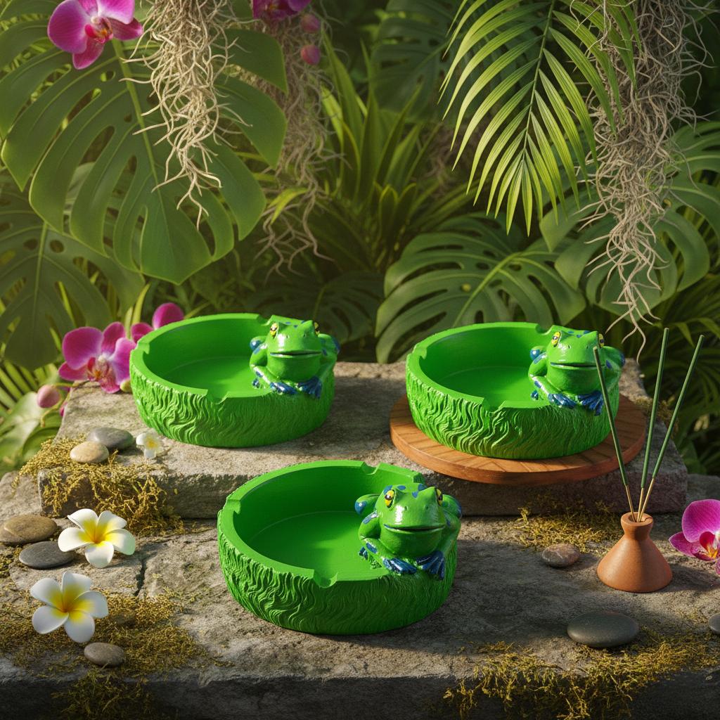 ausgelassener fröschenförmiger aschenbecher innen