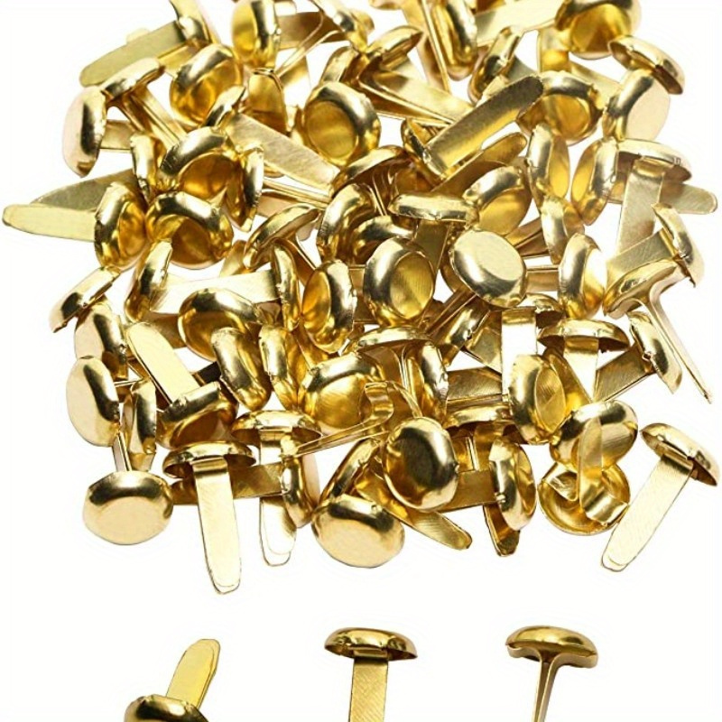 E-shop 100 Stück Goldene Doppelbeinige Nägel für Scrapbooking, Papierbasteln & DIY-Kunstprojekte - Metallbefestigungen, Rund, Schulbedarf