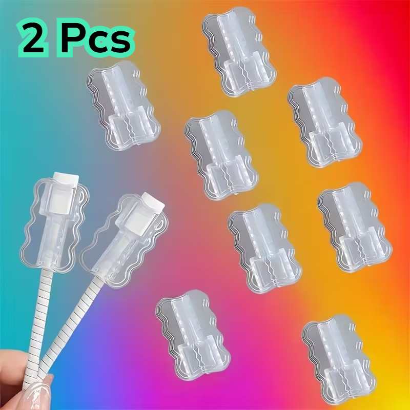 TEMU 2-pack Transparent Cable Protectors For Ios Data Cables, Durable Cable Protectors, Transparent Tpu Charging Cable Tips With Curved Design To