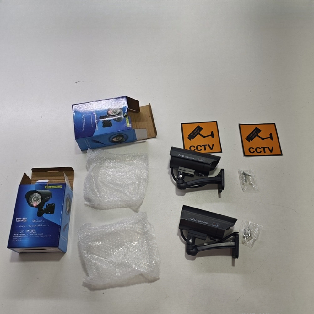 Image of 2pcs Fake Surveillance Cameras, Wall And Ceiling Mountable, Used For Security Deterrence In Homes, Offices, Garages, And Schools
