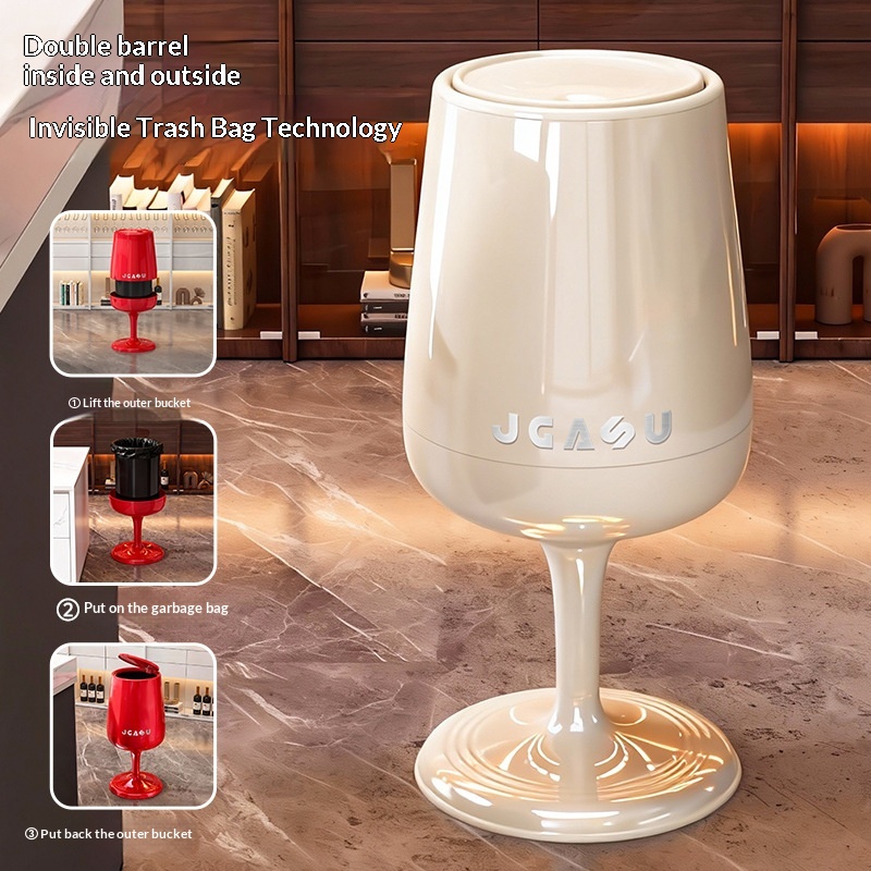 20l Decorative Outdoor Trash Can With Lid, Modern Pedestal Waste Bin, Odor-proof , Unique Goblet- For Patio, Garden, Balcony And Entryway