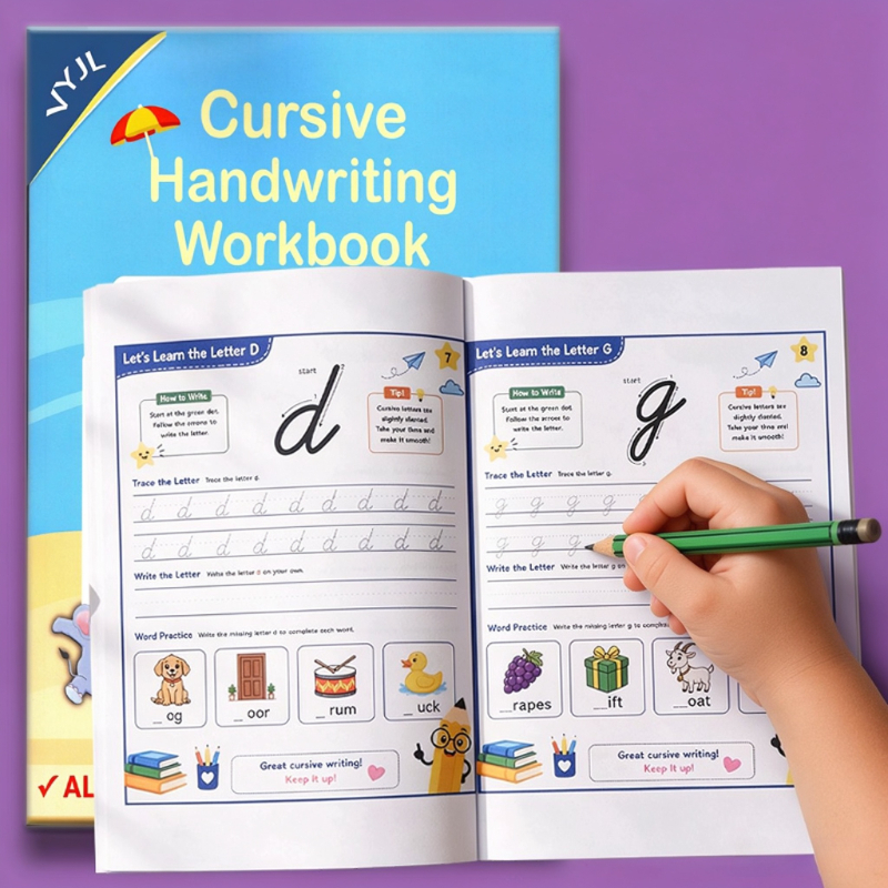 TEMU 64-page Cursive Handwriting Workbook – & Lowercase Letters, Words, Fun , Creative Writing, And Practice – Perfect For Classroom And Home Use,
