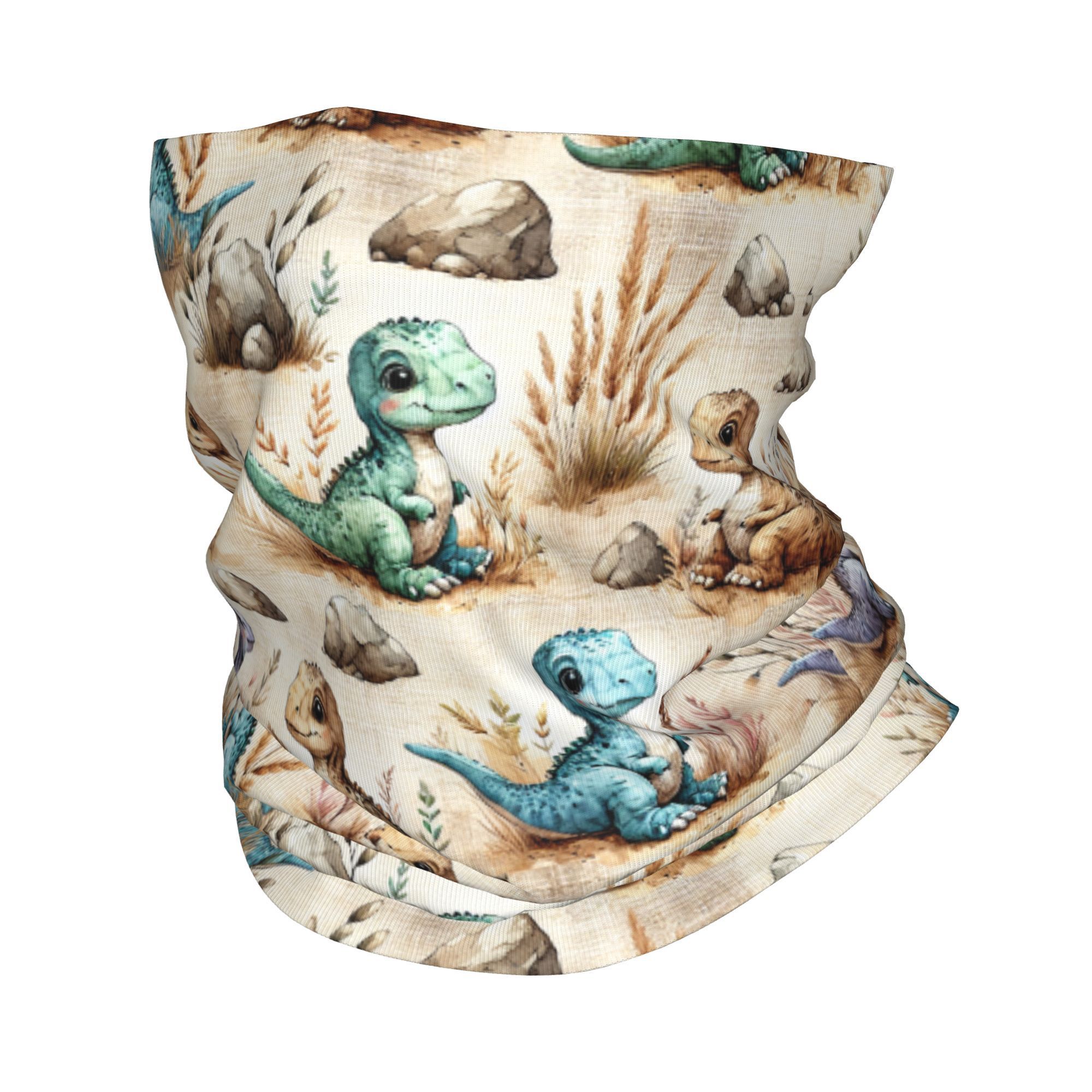 

Chic Watercolor Dinosaur Pattern Scarf - Neckerchief & Face Mask, Stretchy Polyester For Men