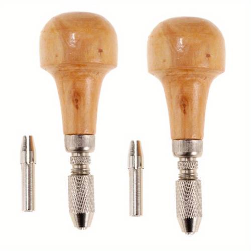 2 sets jewelers pin vise bead drill bits with wood ball handle metal collet precision beading crafting tool for jewelry making jewelry making tools