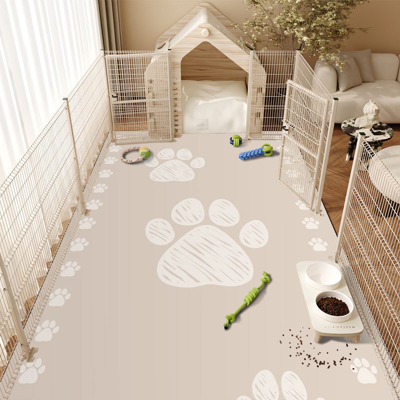 TEMU 1pc Fun Striped 3 Paw Print Pattern Dog Crate Mat, Plush Pet Cage Mat, Flannel Pet Feeding Mat, Pet Mat, Easy To Clean, Suitable For Cats And