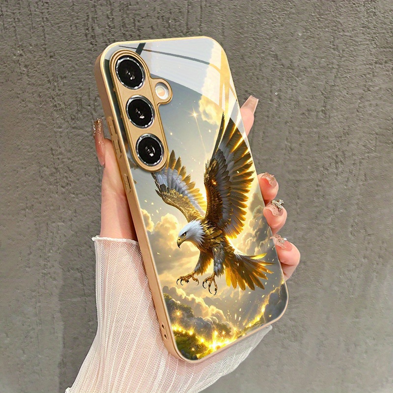 TEMU Phone Case - Golden Eagle Cool High-end Pattern Glass Phone Case For Galaxy