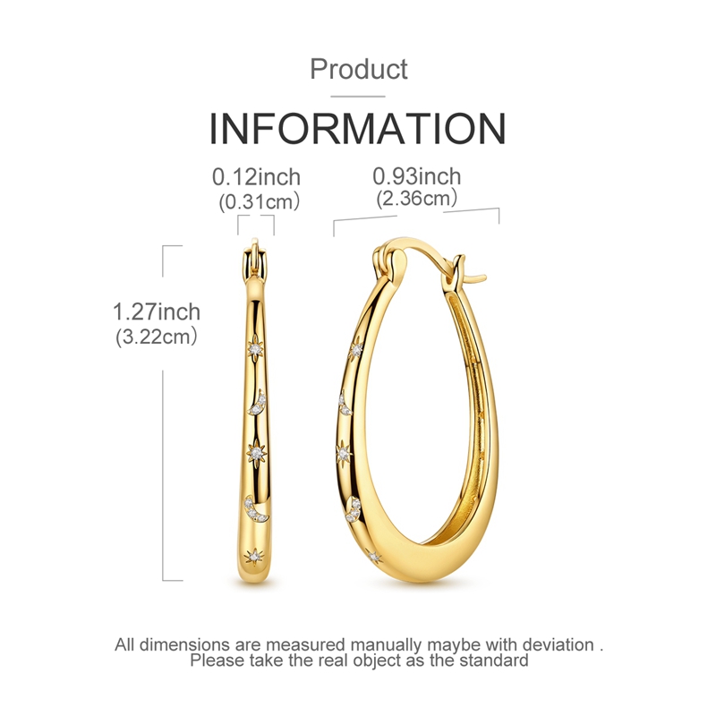 Women's Golden Drop-Shaped Star Earrings in 925 Silver