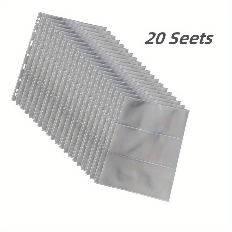 20 Sheets Of 3-pocket Currency Pages - Durable Plastic For Banknotes, Stamps, Tickets, 60 Pockets Total, Protective Design