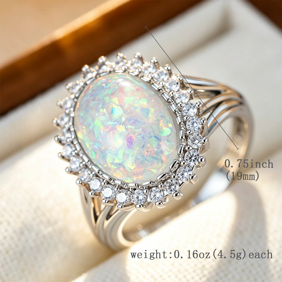 Women's Oval-Look Statement Ring, Halo-Set Cubic Zirconia