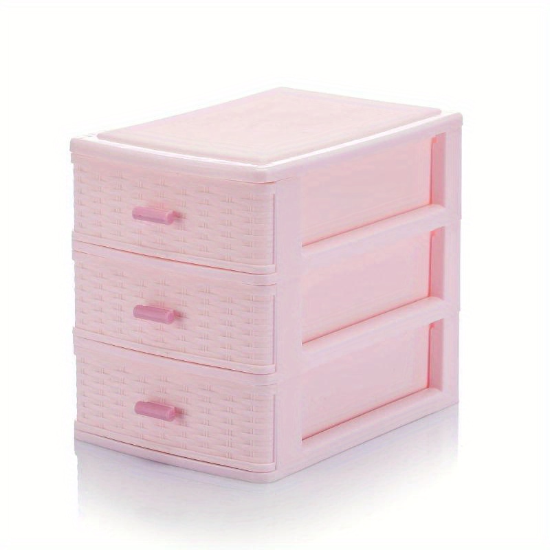 Image of 3-level Organizer Box With Woven Dividers - Ideal For Jewelry, Cosmetics, And Office Supplies, Drawer Style Desktop Storage Cabinet, Women's Jewelry Organizer Box, Jewelry Boxes