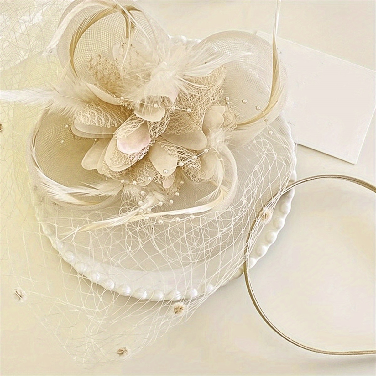 Elegant Feather Fascinator Hat Vintage Inspired Wedding Party Cocktail Accessory YSJOY Elegant Sinamay Feathers Bow-Knot Big Fascinators Hat  main image 4