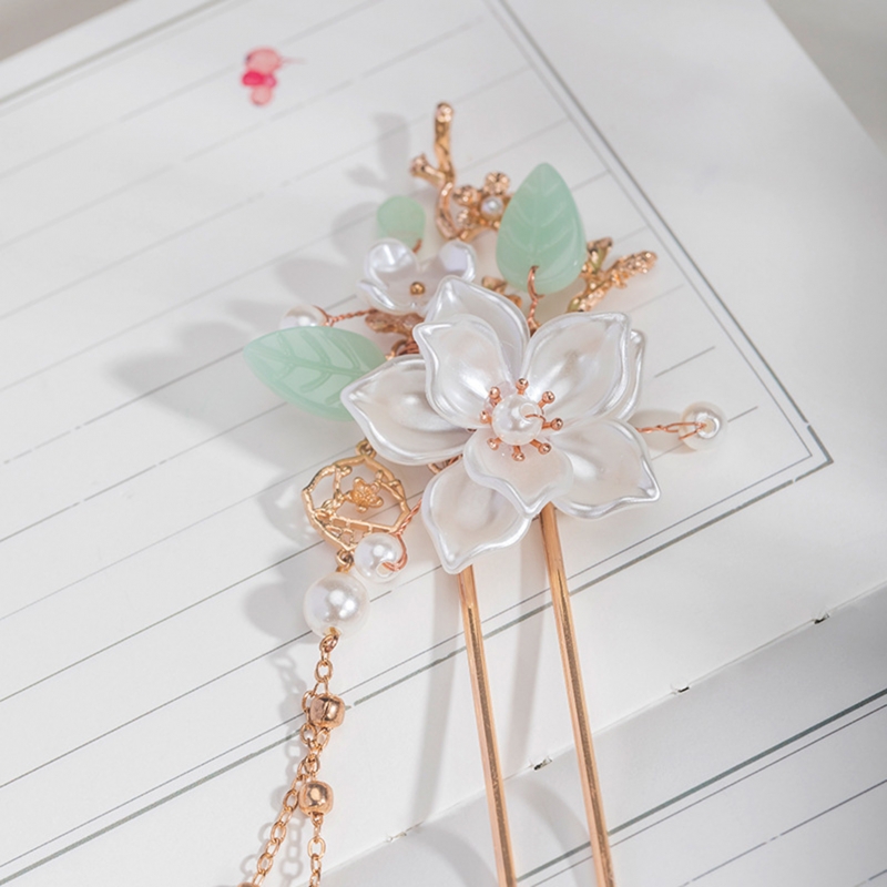 Chinese Style Camellia Flower Hair Stick Handmade