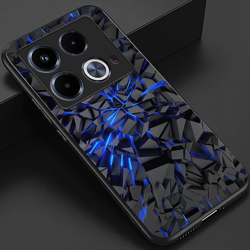 TEMU Case For Infinix Note 40 4g Phone Case, Cool Rocks Spout Flame Pattern Stylish Glossy Glass Back Cover Gift