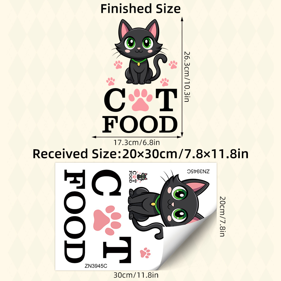 Cat Food Storage Stickers - Cute Cartoon Kitty Decals For Pet Food Containers, Removable Labels For Cat Litter Bins & Dry Food Buckets