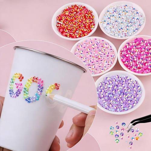 14 000pcs 24 colors 3mm iridescent kit with with scoop tweezers storage tray picker pen sharpener tools diy loose s for nail art masks tumblers phone cases apparel more ideal for craft accessories