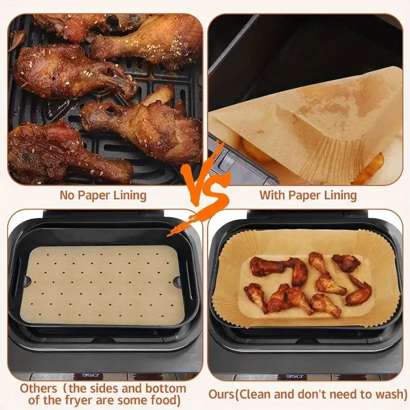 120pcs air fryer liners - , heat-resistant up to ( ), compatible with for air fryer, rectangular parchment paper sheets , fits xl basket, kitchen essentials (120 count), disposable air fryer liners, air fryer liners disposable, extra large air fryer liners, air fryer liners non stick, air fryer paper liners, air fryer accessories, , nonstick liner, heatresistant liner, material, home cooks, meal Product details 1