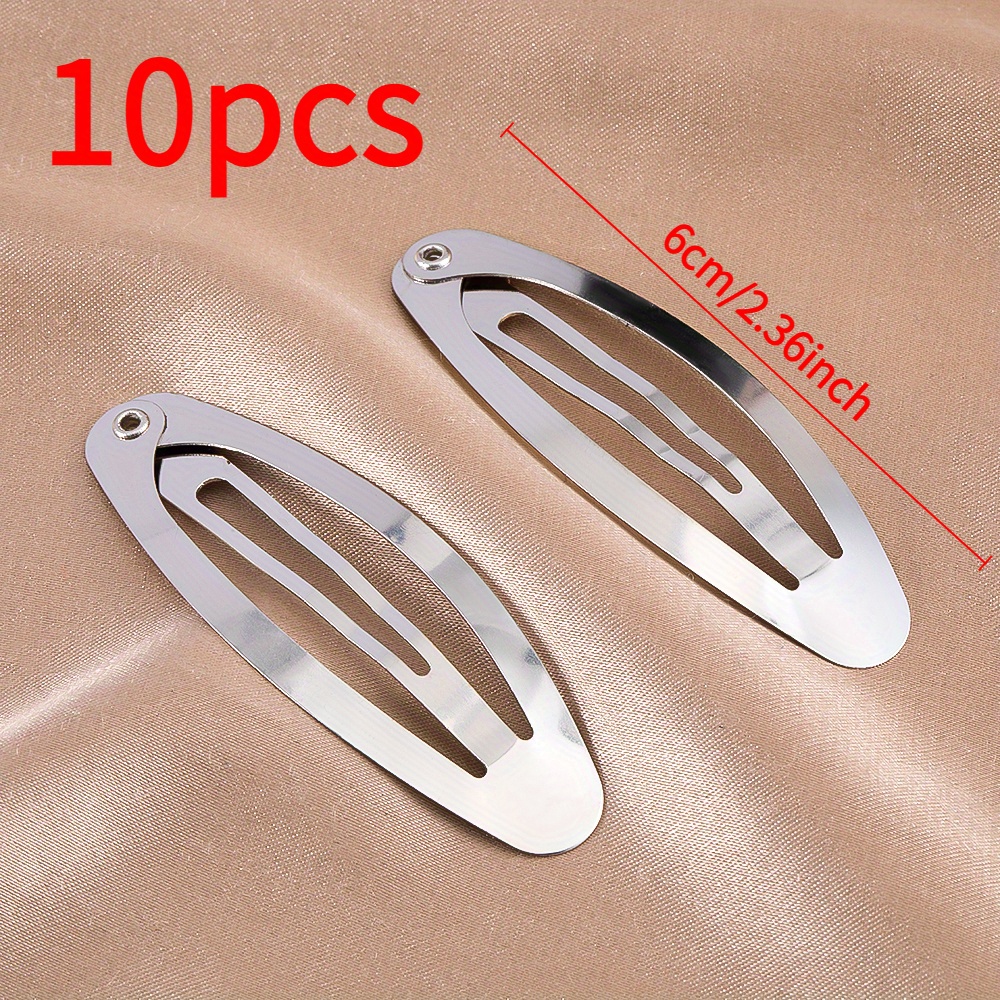 10pcs Fashion Basic Oval Metal Bb Clips Hair Clips Multi Size For Diy Handmade Homemade Hair Accessories Headdress Base Accessories