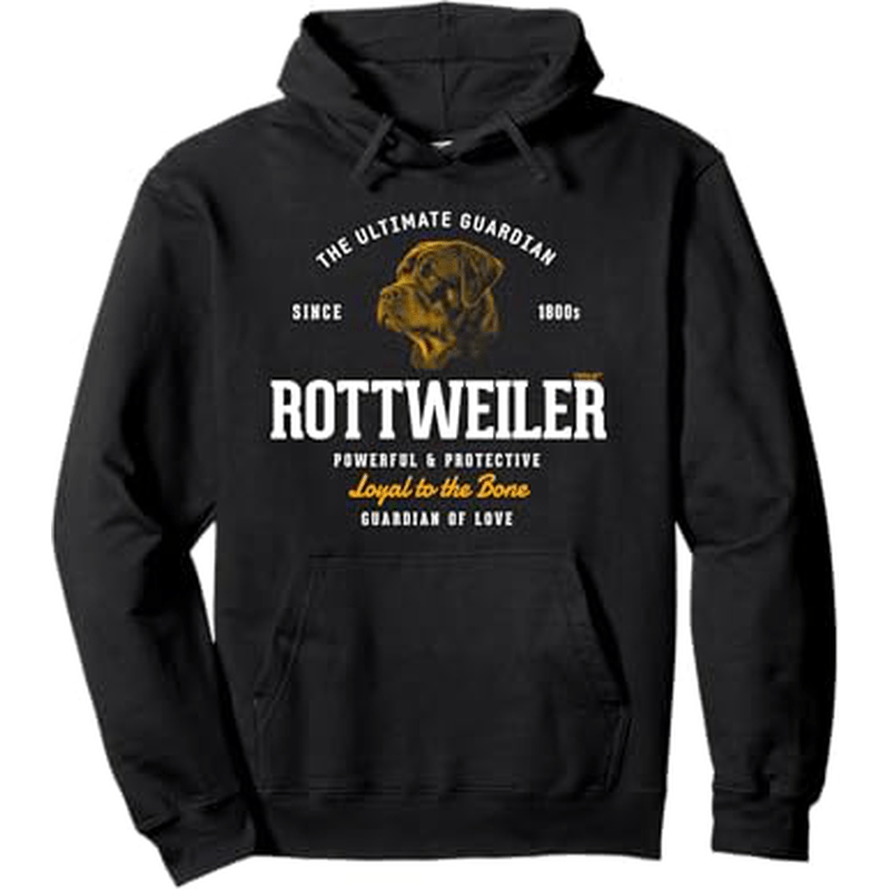 

1pc Vintage Rottweiler Print Hoodie For Men - Casual Long Sleeve Pullover With Pocket, Cotton Knit Fabric, Digital Heat Transfer, Fashion Hooded Sweatshirt