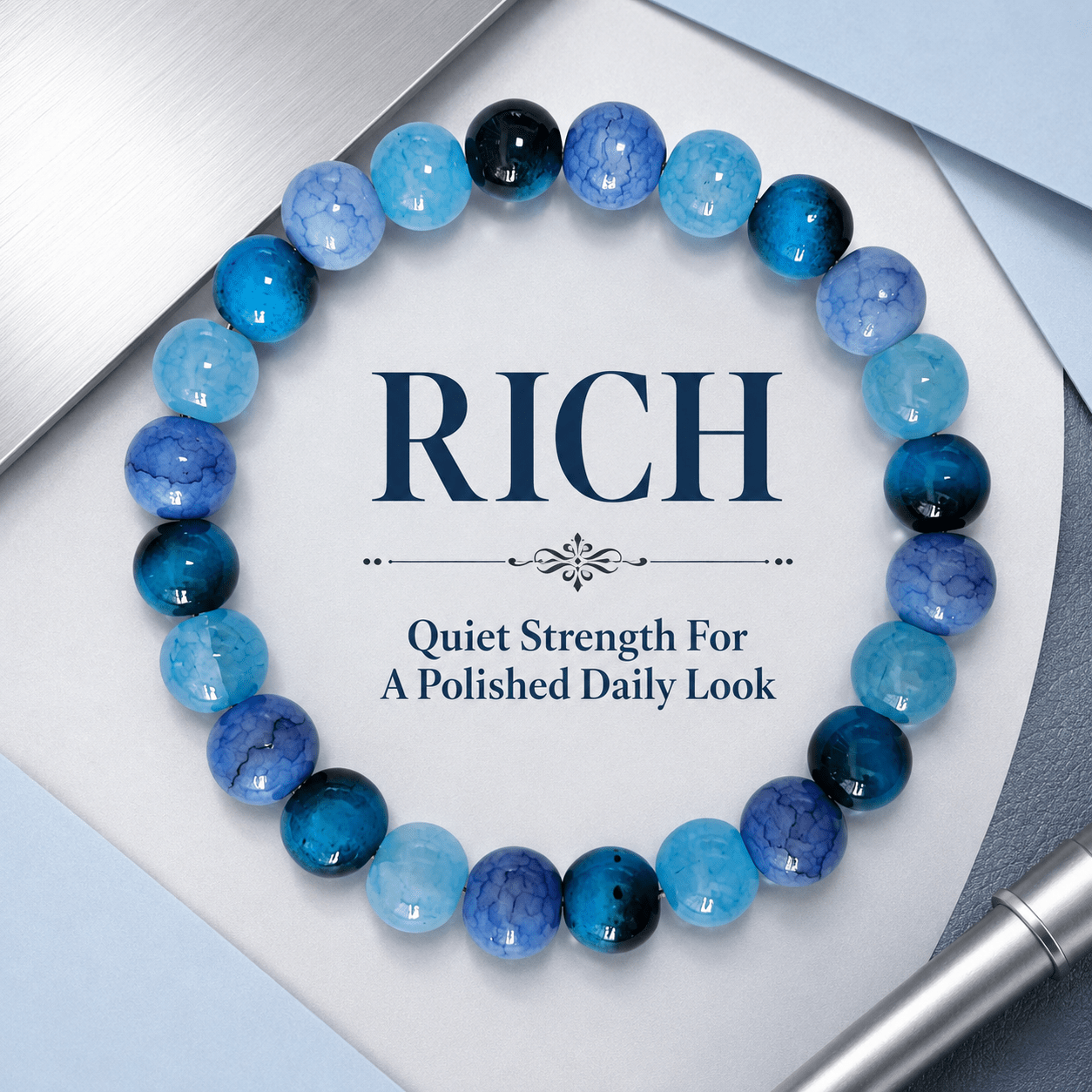 TEMU 1pc Prosperous Natural Stone Bead Bracelet, Made Of Eye And Crack Beads, Cool Temperament Light Luxury Premium All-match, Wealth And Absorbing
