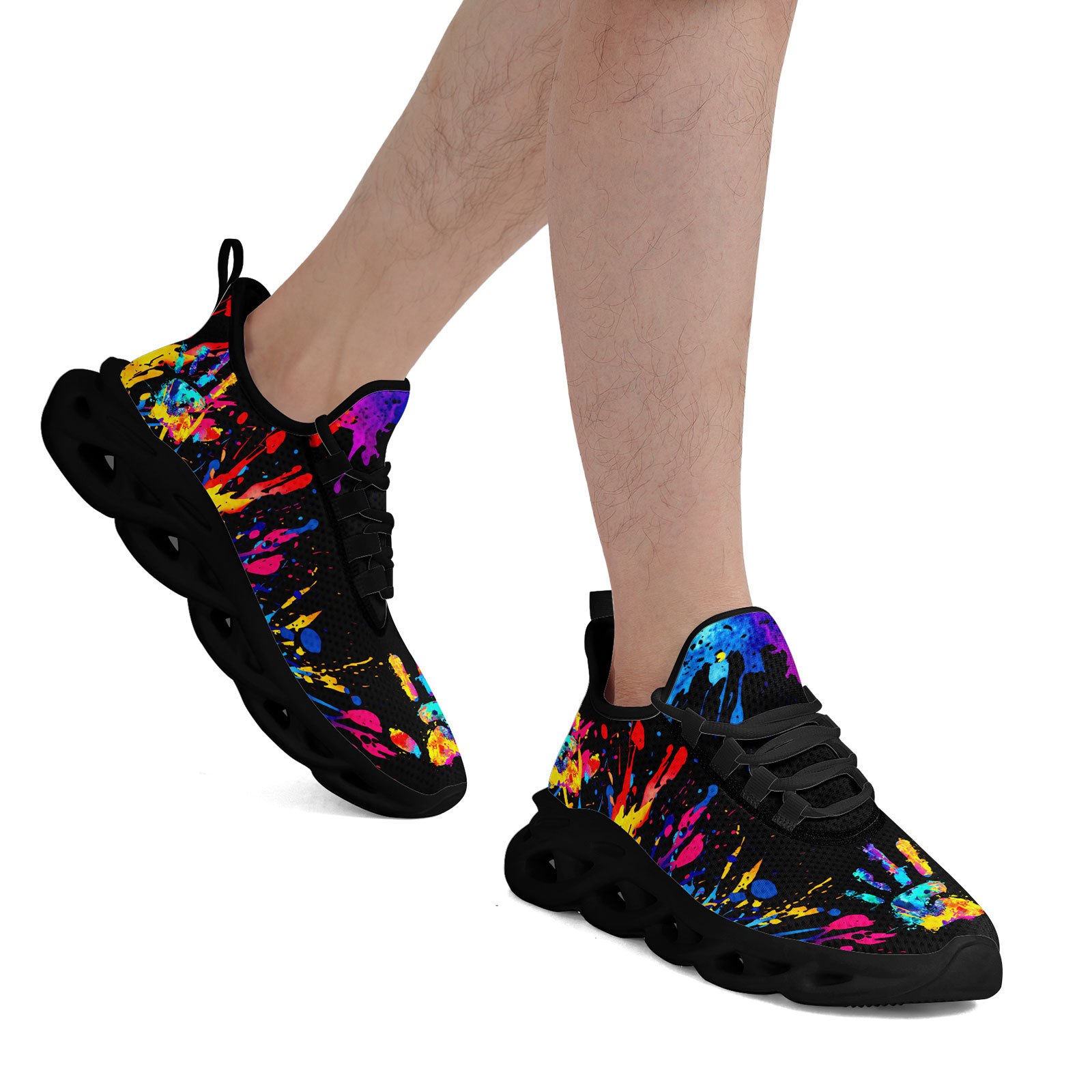 Men's Wide Fit Canvas Shoes with Multicolor Splash Print