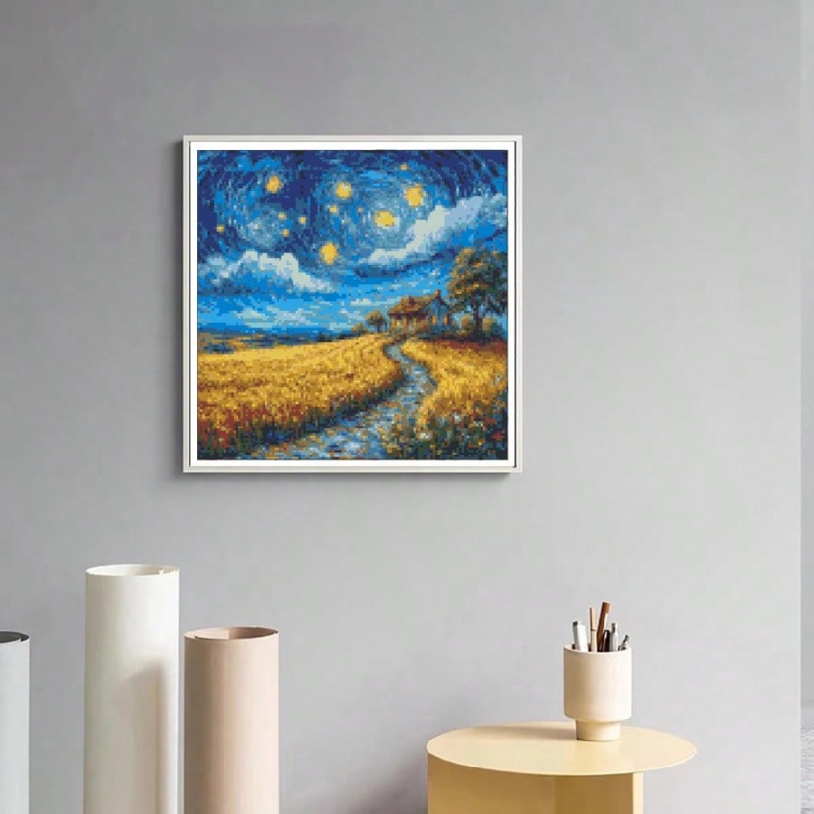 Counted Cross Stitch Kit: Van Gogh Starry Night Embroidery Pattern