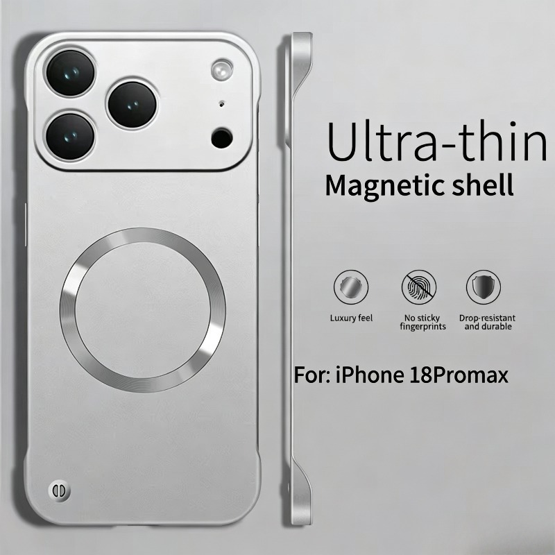 TEMU Phone Case: Ultra-thin, Metal-finish, Bezel-less Magnetic Wireless Charging Case For Iphone 18 Pro, 17, Air, 16, 15, 14, 13, 12, And Pro Max