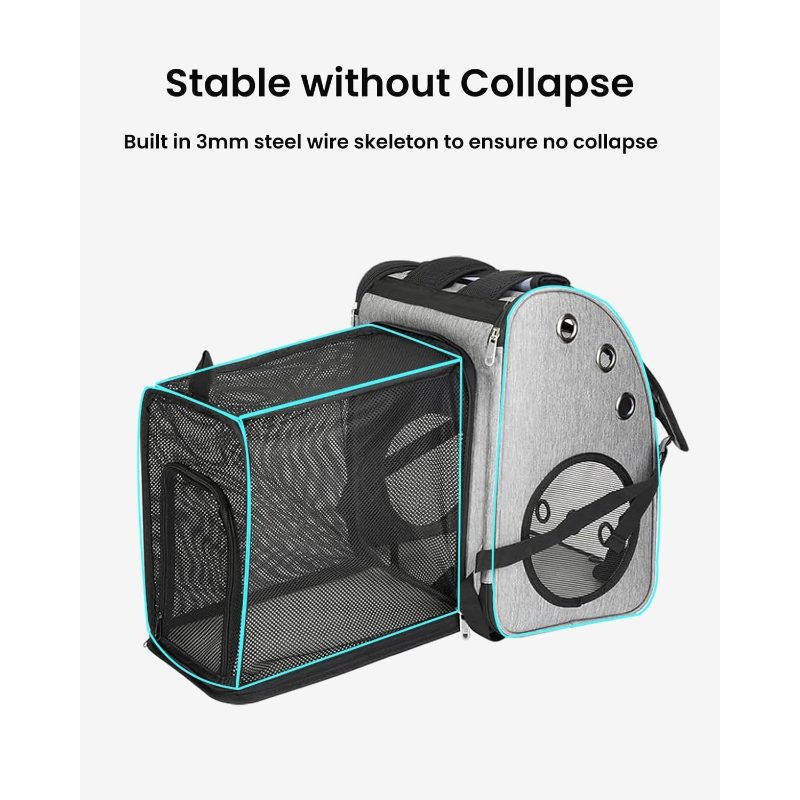 Expandable Backpack for Cats, Dogs And Small Animals, Portable Pet Travel Ventilated Design, Airline Approved, Traveling/Hiking/Camping - Image 3