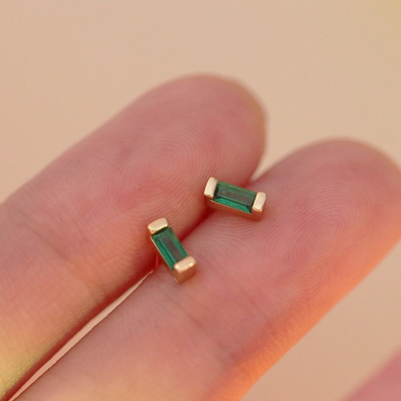 TEMU A Pair Of Simple Rectangular Synthetic Zirconia Stud Earrings, Geometric Small Earrings For Women' Parties