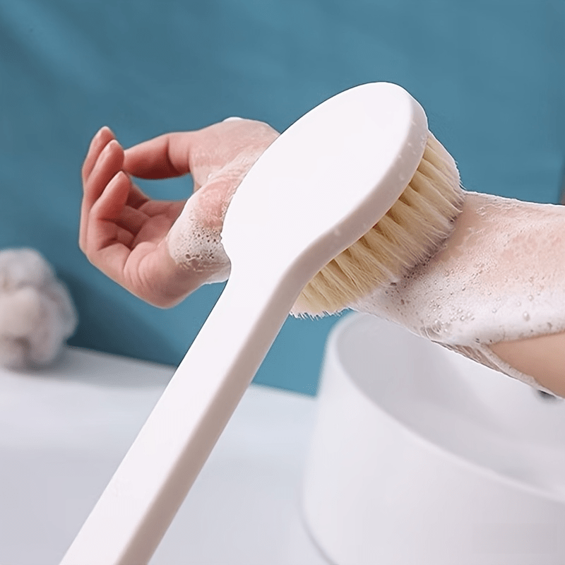 TEMU 1pc Home Small Yellow Duck Long Handle Soft Bristle Bath Brush, , Easy To, Durable Plastic Structure, No Electricity Needed, Suitable For Back