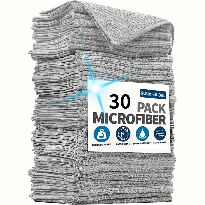 TEMU 30pcs Multi-functional Cleaning Cloths - Absorbent And Durable Kitchen And Bathroom Towels - Easily Remove Stains And Grease. Suitable For