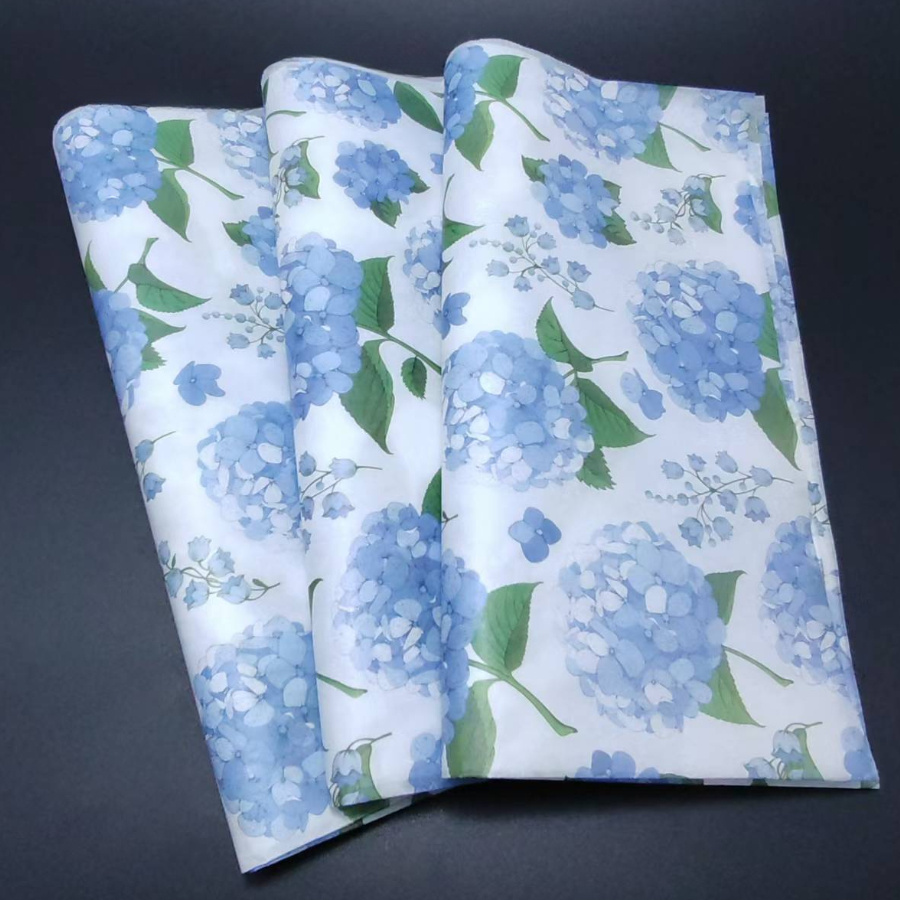 

10/50 Pack Blue Hydrangea Print Thin Paper, Theme, Mixed Color, For Party Favors, Bouquet Wrapping, Valentine's Day, Wedding, Birthday, Diy Crafts Decor