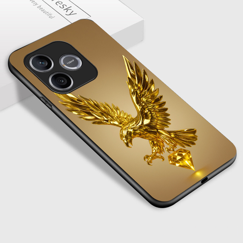 TEMU Phone Case: Case 600 Lite 5g Phone Case, Eagle Of Golden With Large Golden Diamond Pattern Stylish Glossy Casing Back Cover Gift