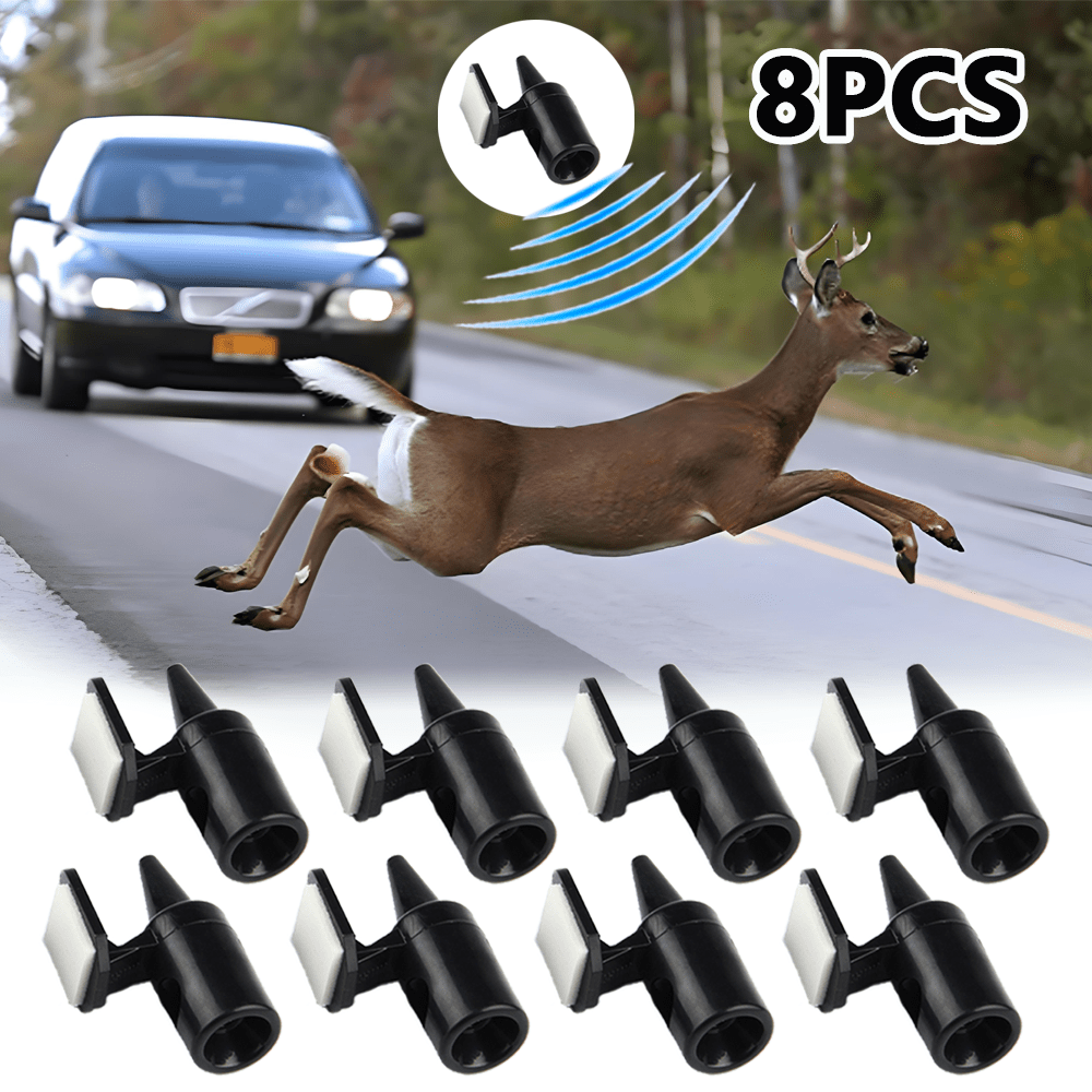 8pcs Adhesive-backed Deer Whistle Set - Wind-driven Ultrasonic Wildlife Deterrent For Vehicles, Design, Minimizes Of Animal Accidents
