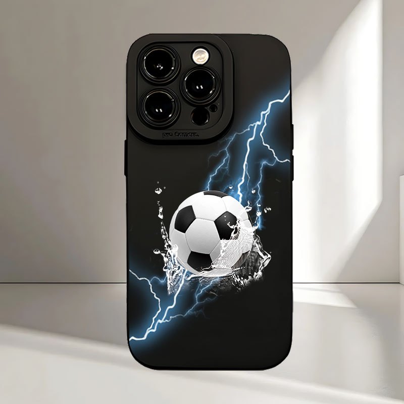 TEMU Phone Case - Matte Phone Case Cover With A Lightning Football Design, Featuring Uv Printing And 360-degree Full Protection, Compatible With For