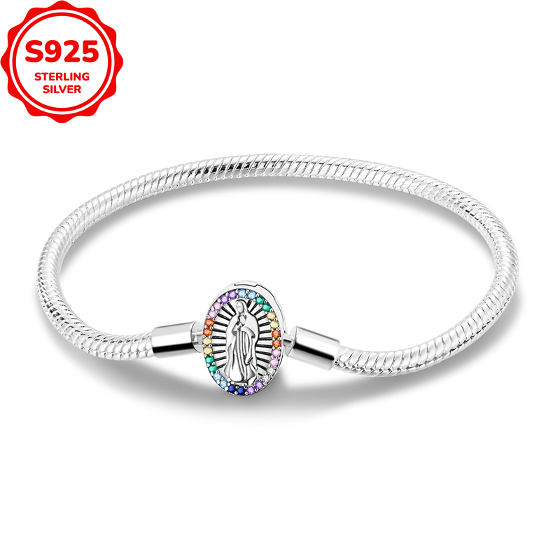 Original Trendy 925 Silver Rainbow Zirconia Snake Bone Chain
