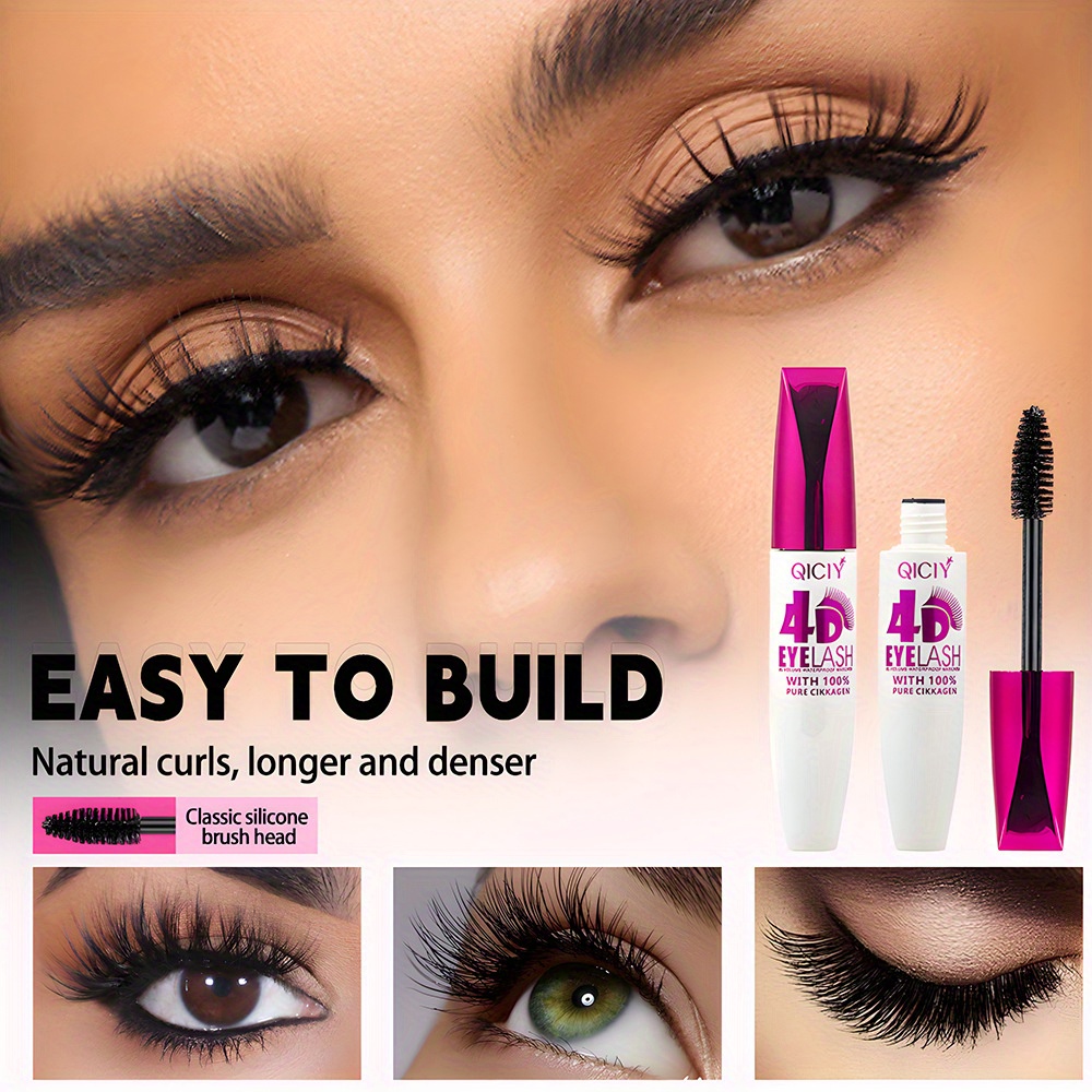 3-pack 4d fiber mascara - waterproof &  , 36h long-lasting curling effect, no clumping &  ,   for parties, weddings, daily use - black, all light beige types, party makeup, sleek  , durable application 0